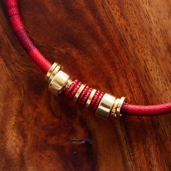 Handmade necklace gold and red gold plated new adjustable new - Picture 2 of 3